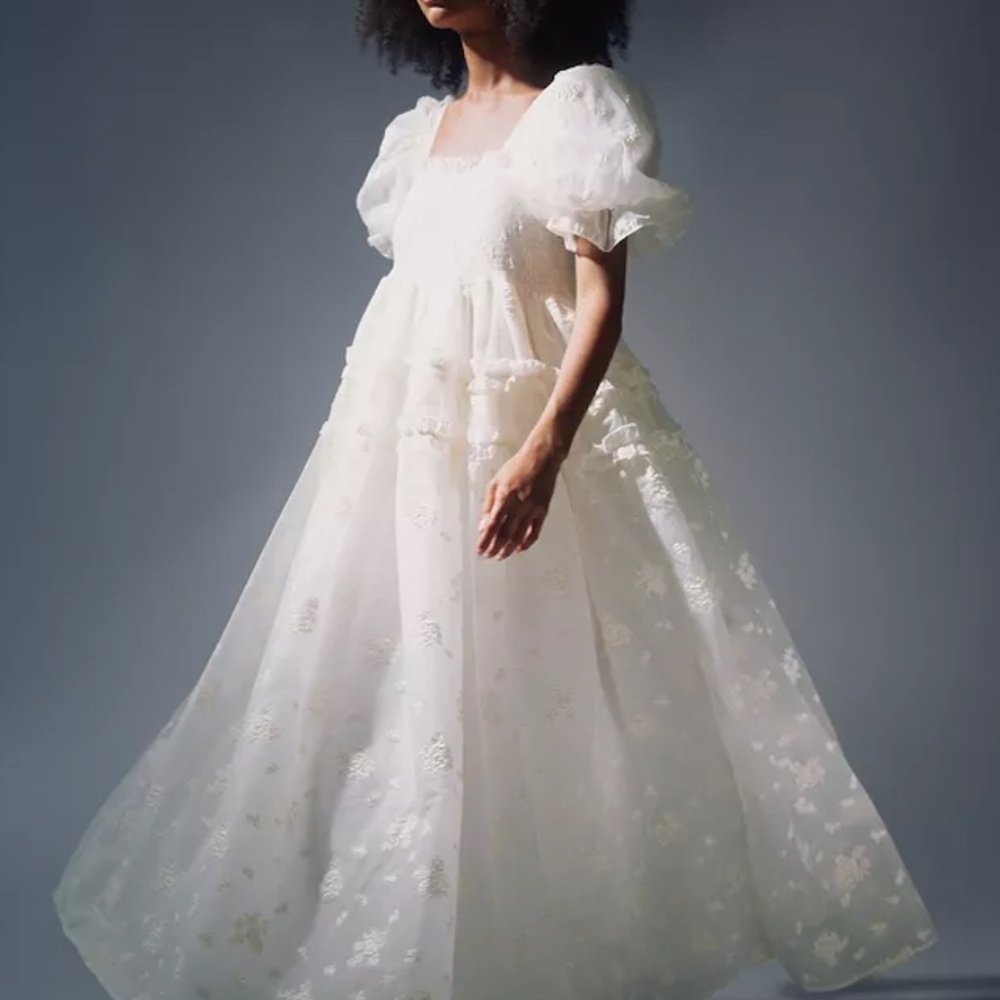 Sister Jane Dream Bridal puff sleeve organza maxi dress in white floral